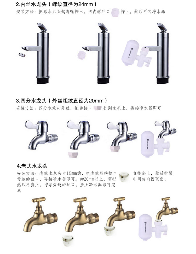 ที่กรองน้ำแบบสวมหัวก๊อก ไส้กรองเซรามิคนาโน Ingen สีใส clear