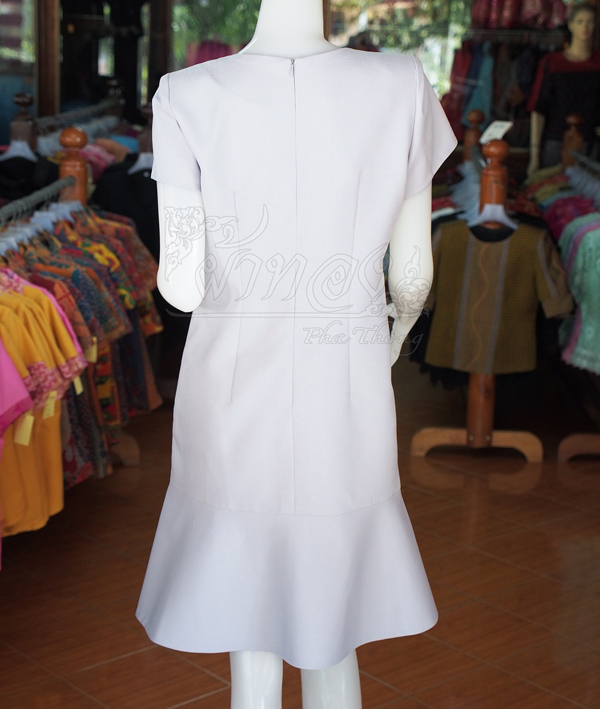 เดรสให้นมผ้าฝ้ายผสม สีเทา