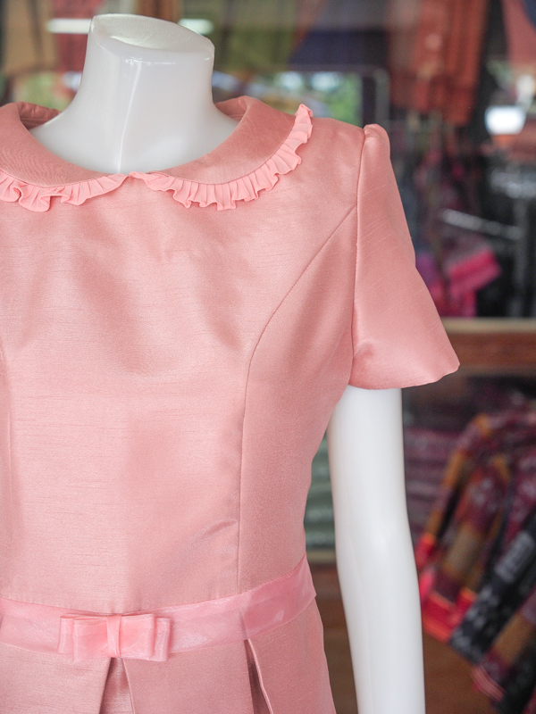 เดรสผ้าไหมแพรทอง สีกะปิ ไซส์ L