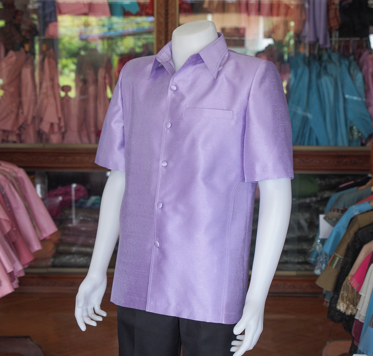 เสื้อสูทไหมมุก สีม่วง ไซส์ L