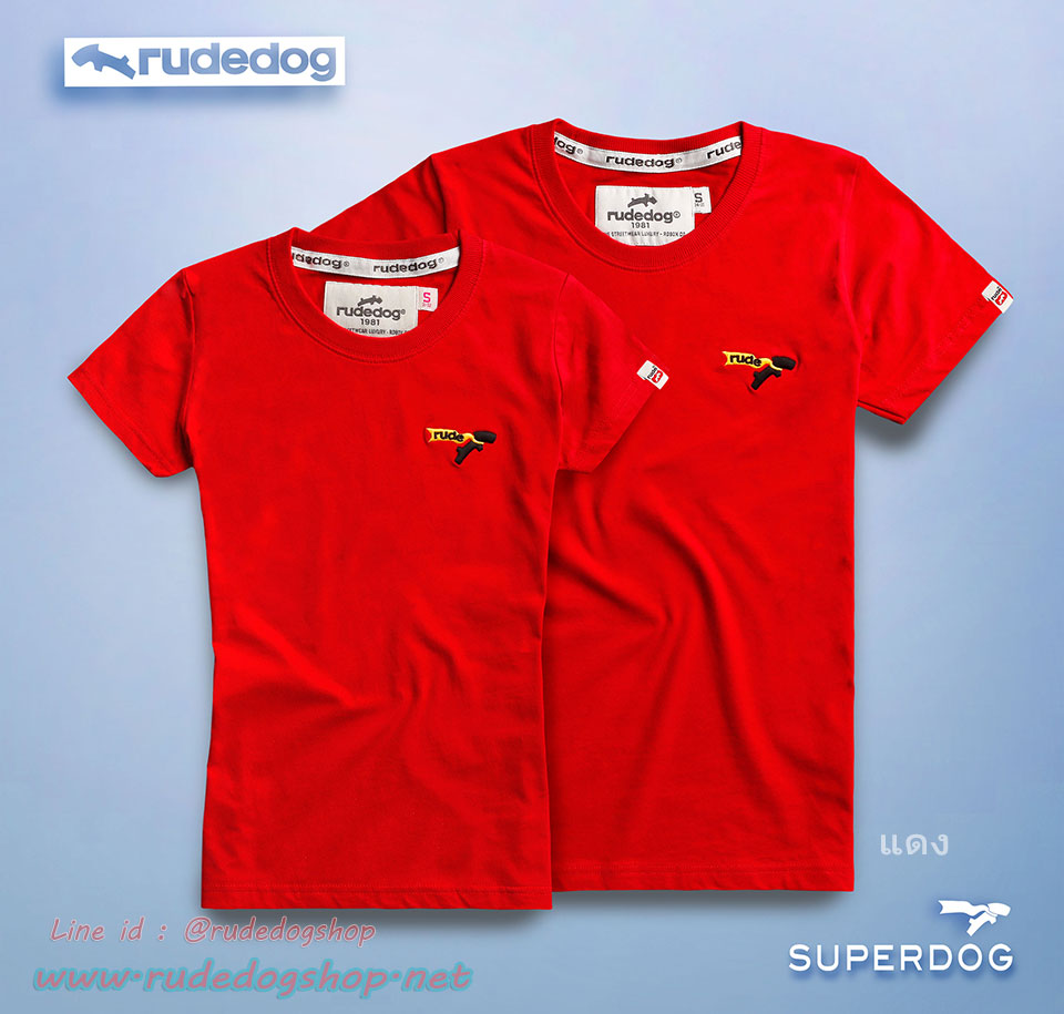 เสื้อยืดผู้หญิงคอกรมแขนสั้น rudedog รุ่น Mini Super (มินิซุปเปอร์) สีแดง