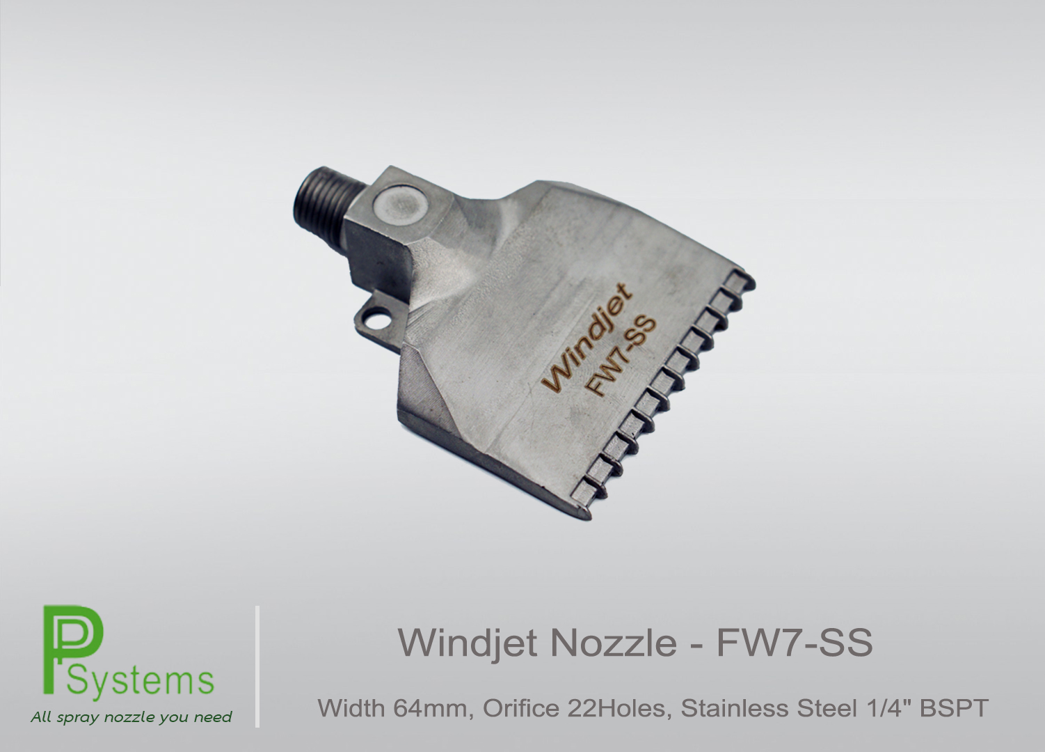 WINDJET NOZZLE, WIDTH 40MM, ORIFICE 22HOLES, STAINLESS STEEL 1/4" BSPT l หัวฉีดพ่นลม สแตนเลสสตีล