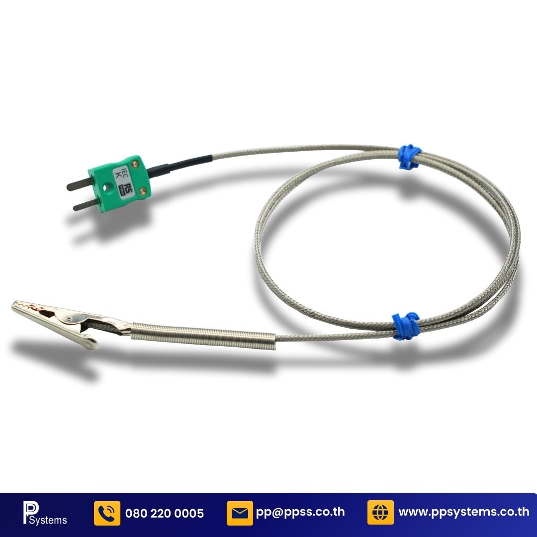 HEATwave Crocodile Clamp Surface SUS Braid Thermocouple Type K - 1m long l สายวัดอุณหภูมิ