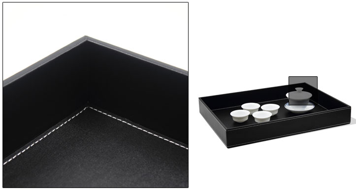 ถาดหนัง ถาดโรงแรม หนัง PU สีดำ ขนาด 40.5cm x 30.5cm x 5.5cm