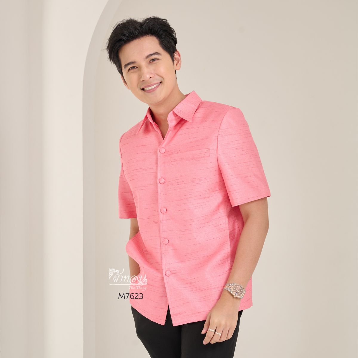 เสื้อผ้าไหมญี่ปุ่น สีโอรส ไซส์ 3XL