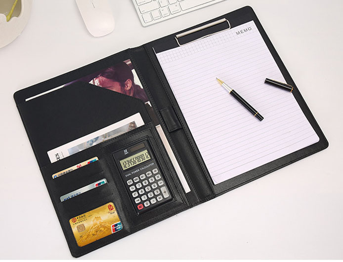 แฟ้มหนัง แฟ้มประชุม แฟ้มโรงแรม ขนาด A4 สีดำ Black