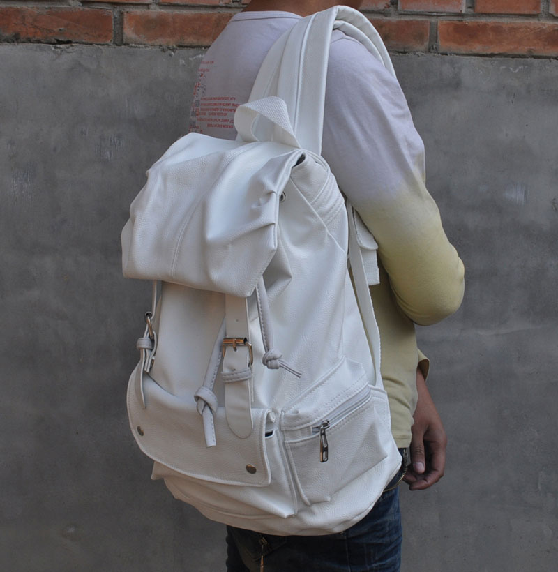 กระเป๋าเป้ backpack หนัง pu leather แฟชั้น เกาหลี สีขาว