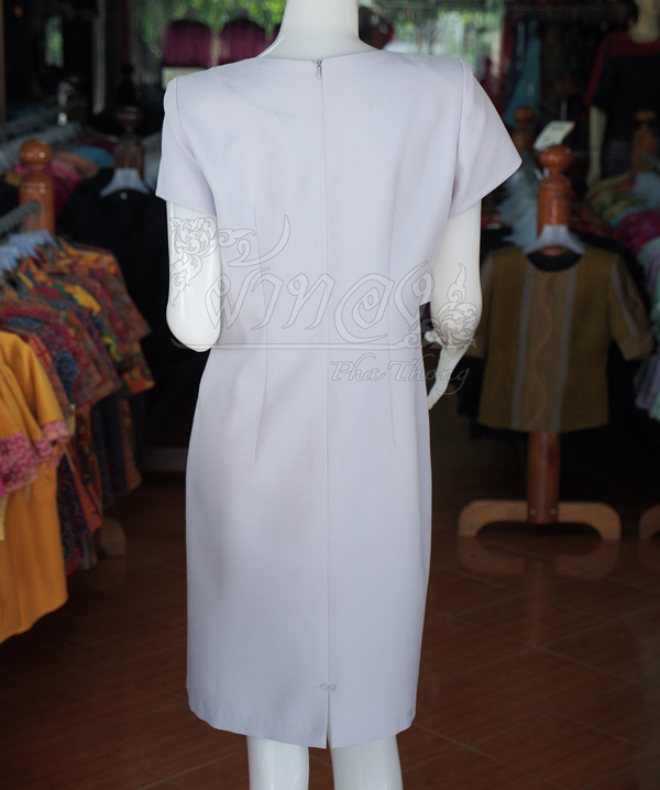 เดรสให้นมผ้าฝ้ายผสม สีเทา