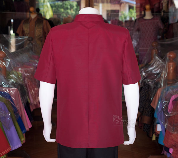 เสื้อผ้าไหมแพรทอง สีแดงเลือดหมู ไซส์ 4XL