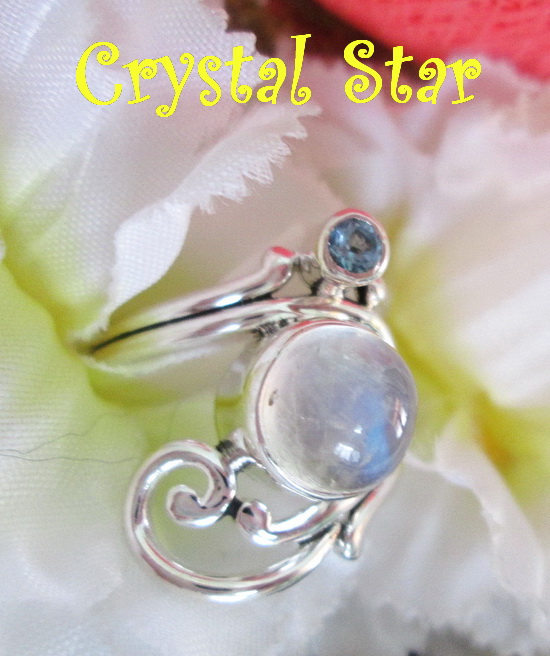 แหวนเงินมูนสโตน+บลูโทปาซ