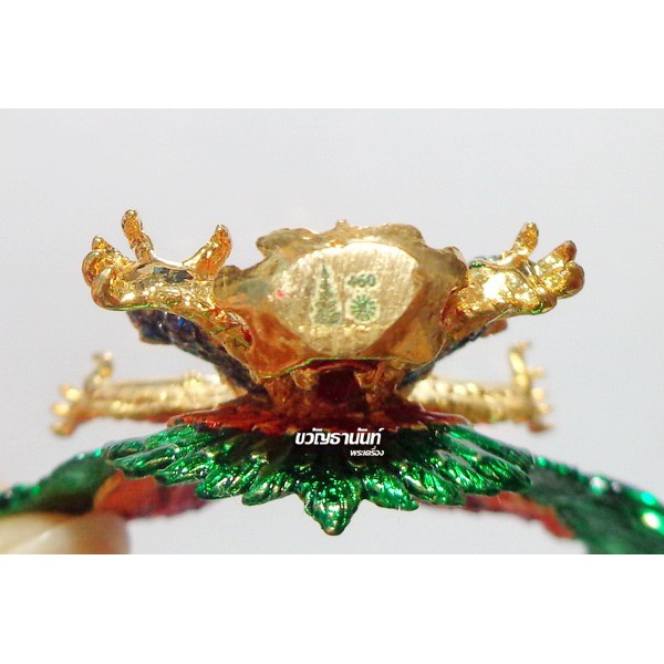 พญาครุฑ รุ่นเศรษฐีรวยทันใจ หลวงพ่อหวั่น วัดคลองคูณ เนื้อสัมฤทธิ์ชุบทองลงยา