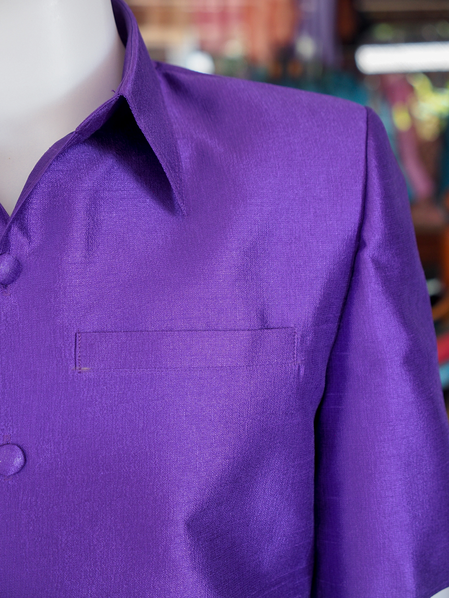 เสื้อสูทไหมมุก สีม่วงเข้ม ไซส์ XL