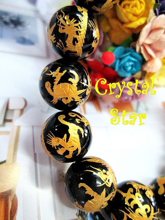 สร้อยข้อมือออนิกซ์ สลักลายสัตว์มงคล