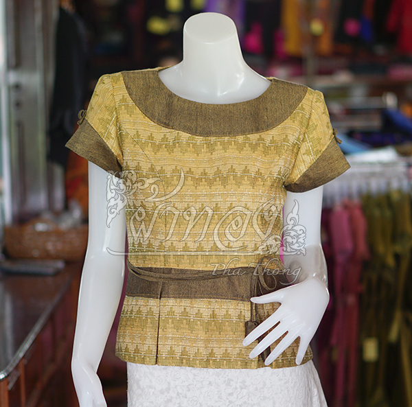 เสื้อผ้าทอลายมัดหมี่สุโขทัย อัดผ้ากาว ไซส์ XL