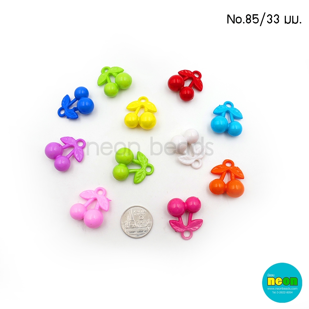c045อะไหล่พลาสติกสีสดNo.85เชอรี่33มม.คละสี