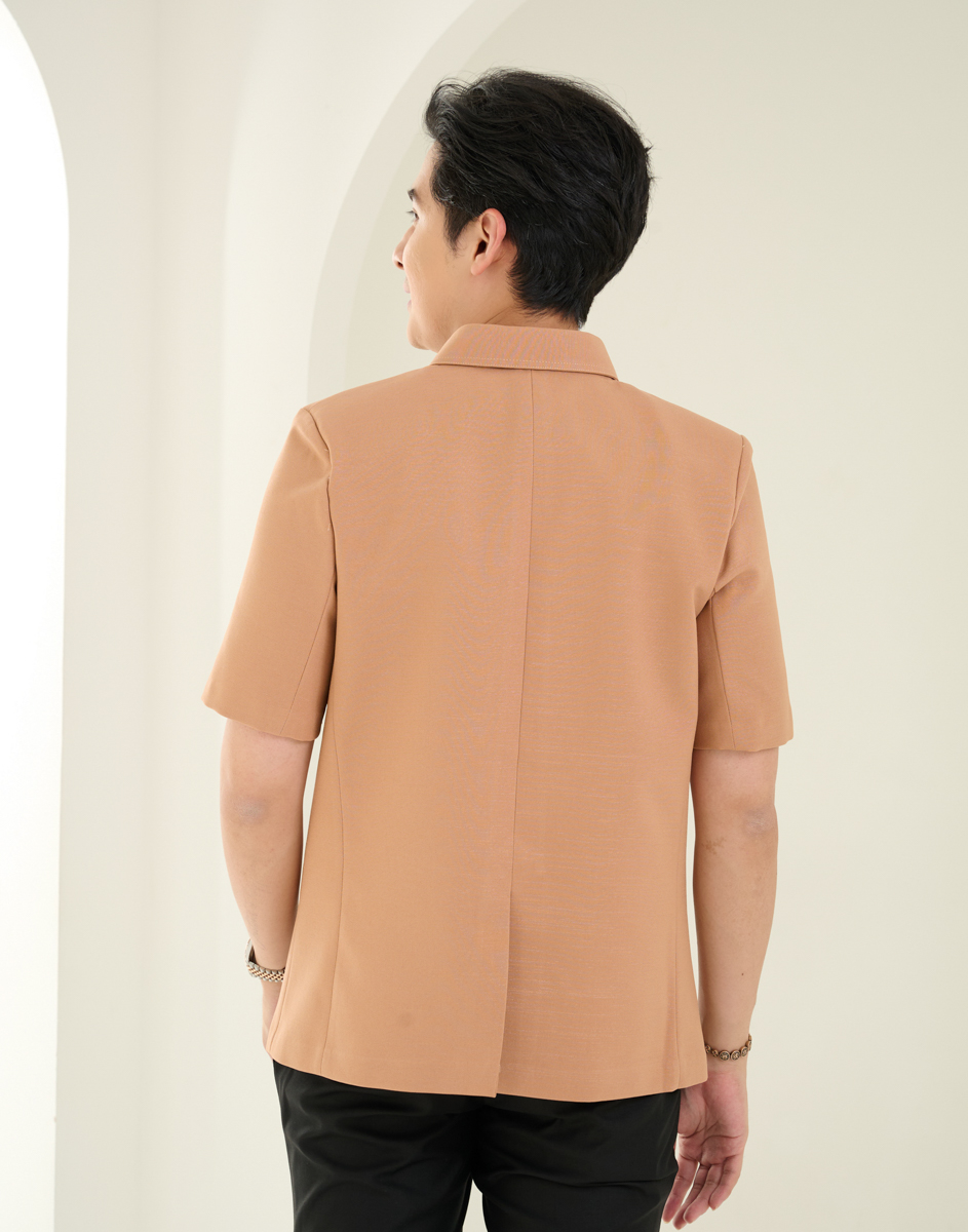 เสื้อผ้าฝ้ายแพรเงิน สีน้ำตาลทอง ไซส์ M