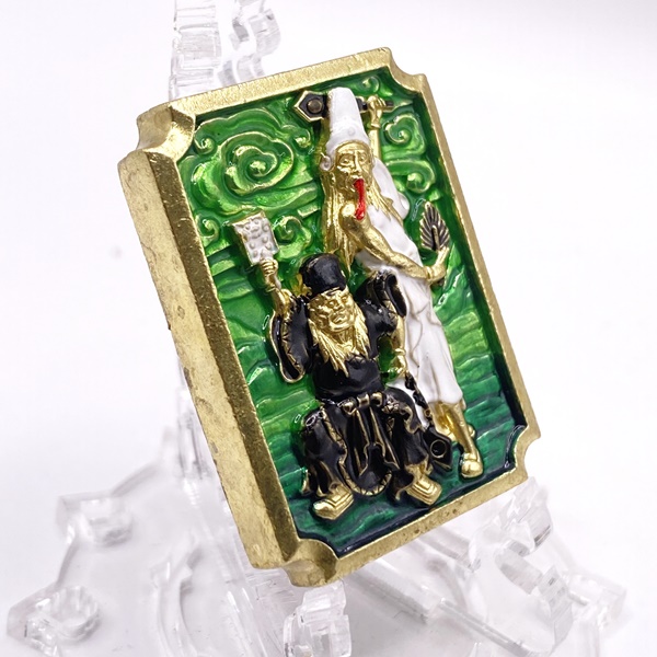 พ่อท่านผ่อง วัดแจ้ง ตั่วแปะ หยี่แปะ สองแผ่นดิน เนื้อทองระฆัง ลงยา อุดมวลสารศักดิ์สิทธิ์ 2568 KM012