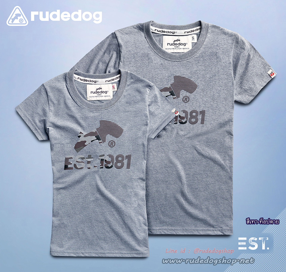 เสื้อยืดแขนสั้นผู้หญิง rudedog รุ่น Est.Point (อีเอสทีพ้อยส์) สีเทา-ท็อปดาย