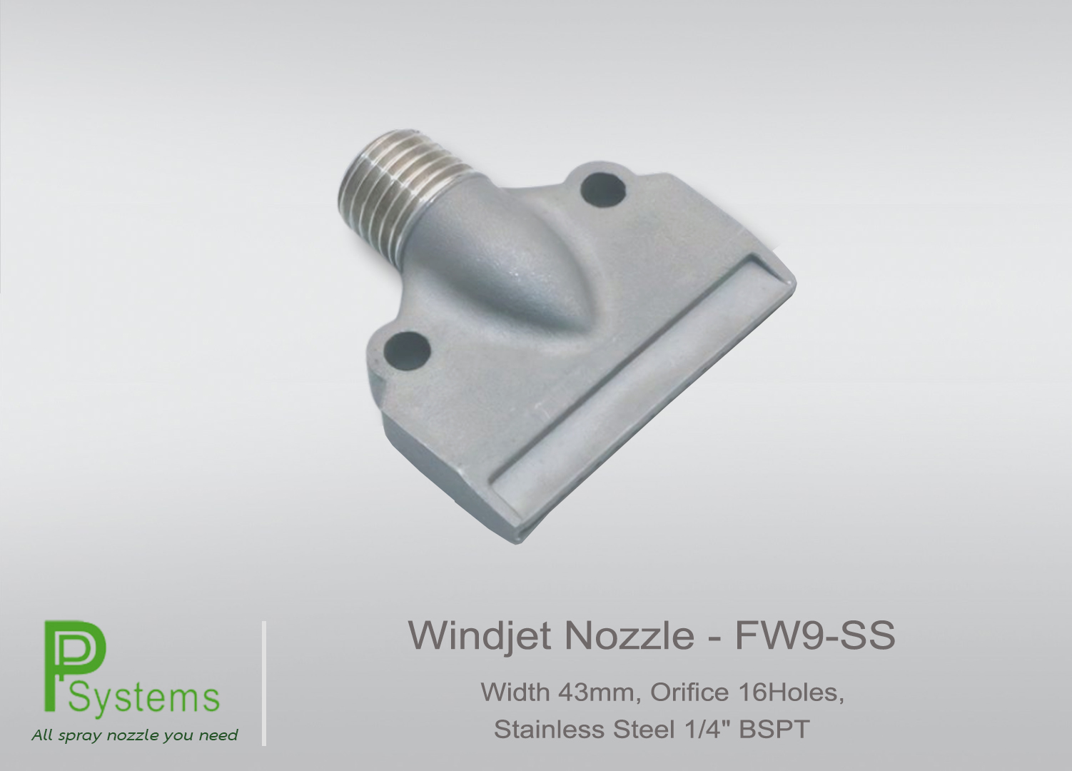 WINDJET NOZZLE, WIDTH 43MM, ORIFICE 16HOLES, STAINLESS STEEL 1/4" BSPT l หัวฉีดพ่นลม สแตนเลสสตีล