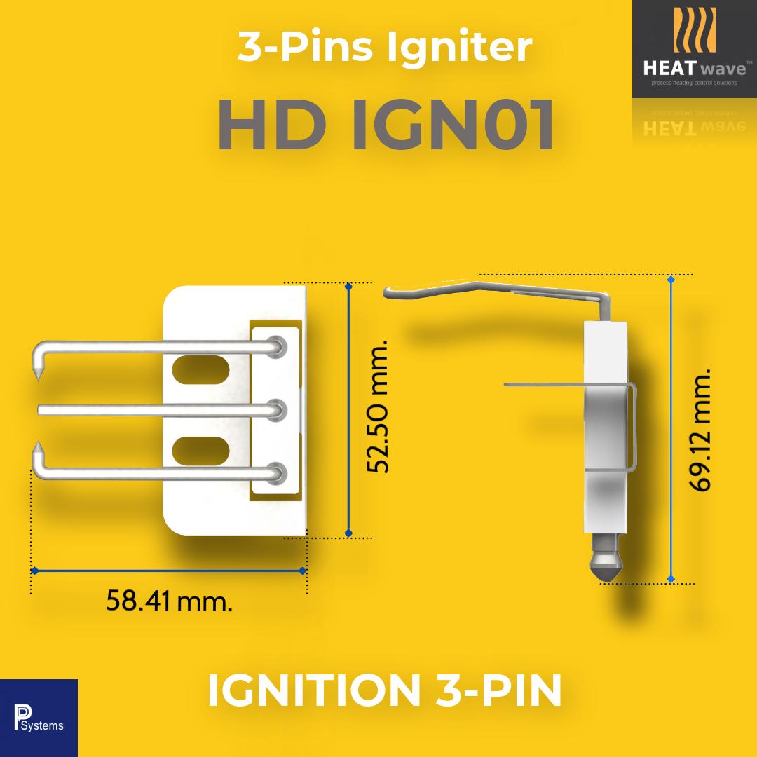 HEATwave Standard 3-Pins Igniter l เขี้ยวสปาร์ค แท่งสปาร์คสามแกน งอ 90° สำหรับหัวเตาอินฟาเรด
