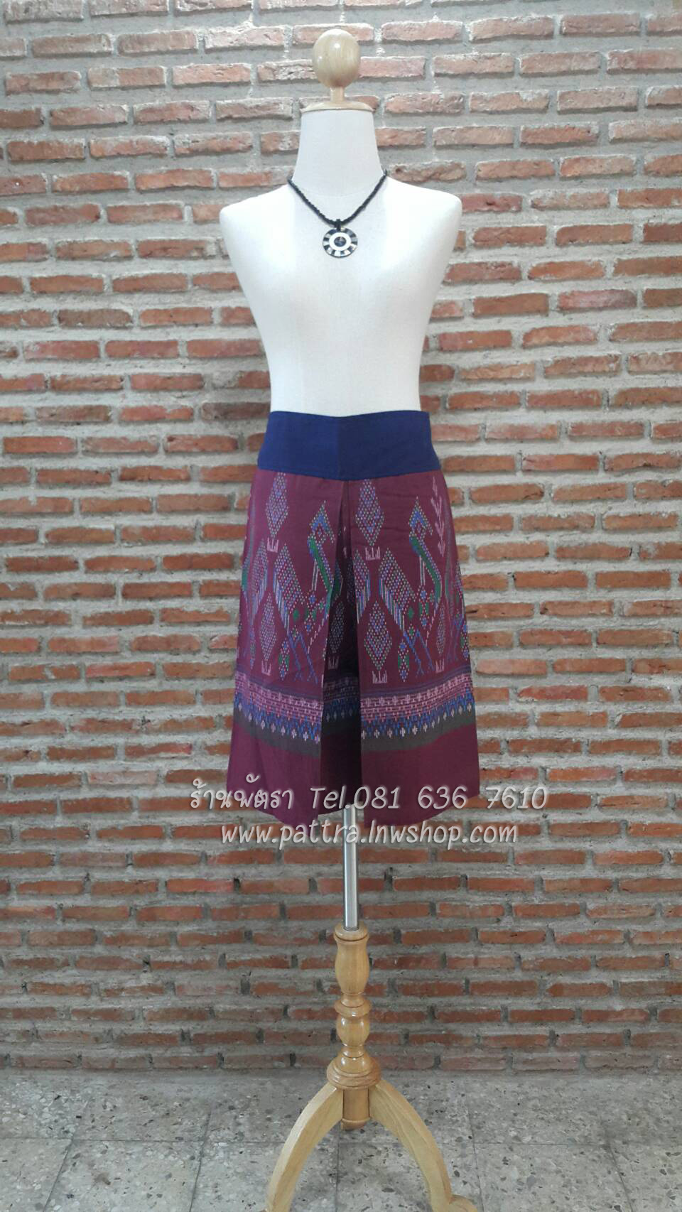 กางเกงผ้าฝ้ายผ้าพื้นเมืองขาสั้น