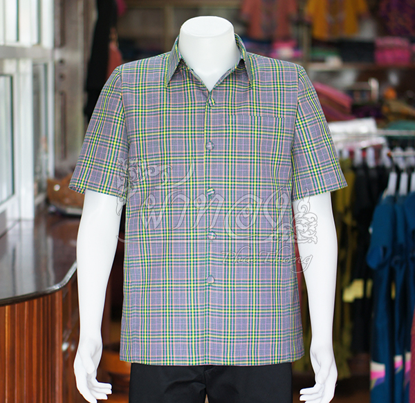 เสื้อผ้าฝ้ายทอลายสก็อต ไซส์ M