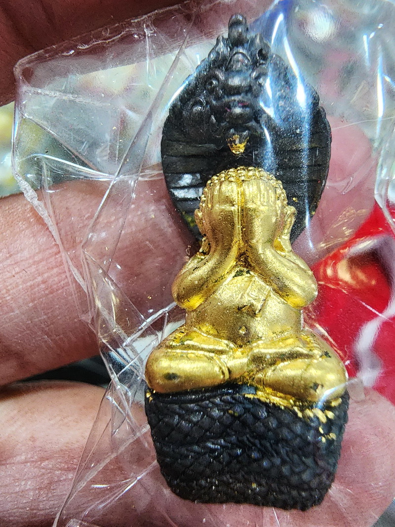 หลวงปู่คำบุ วัดกุดชมภู อุบลราชธานี พระปิดตานาคราช รุ่นมงคลนาคราช เนื้อสัมฤทธิ์ปิดทอง (KP4811)