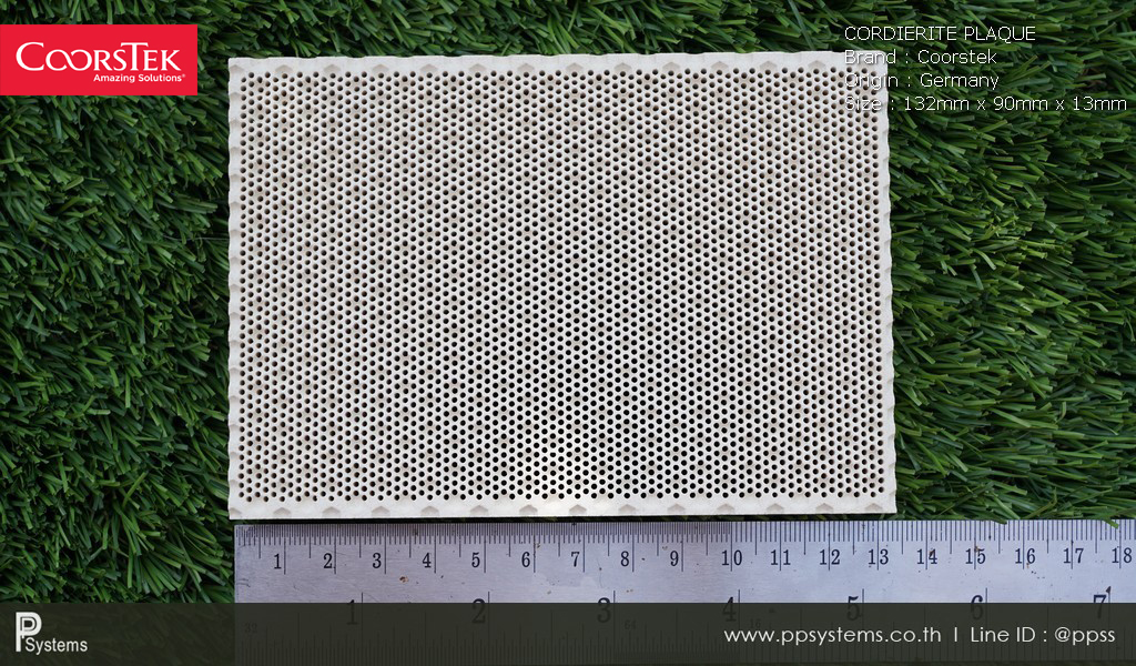กระเบื้องหัวเตาอินฟาเรด แผ่นรังผึ้งหัวเตา COORSTEK Cordierite Plaque (Germany) ขนาด 132x90x13