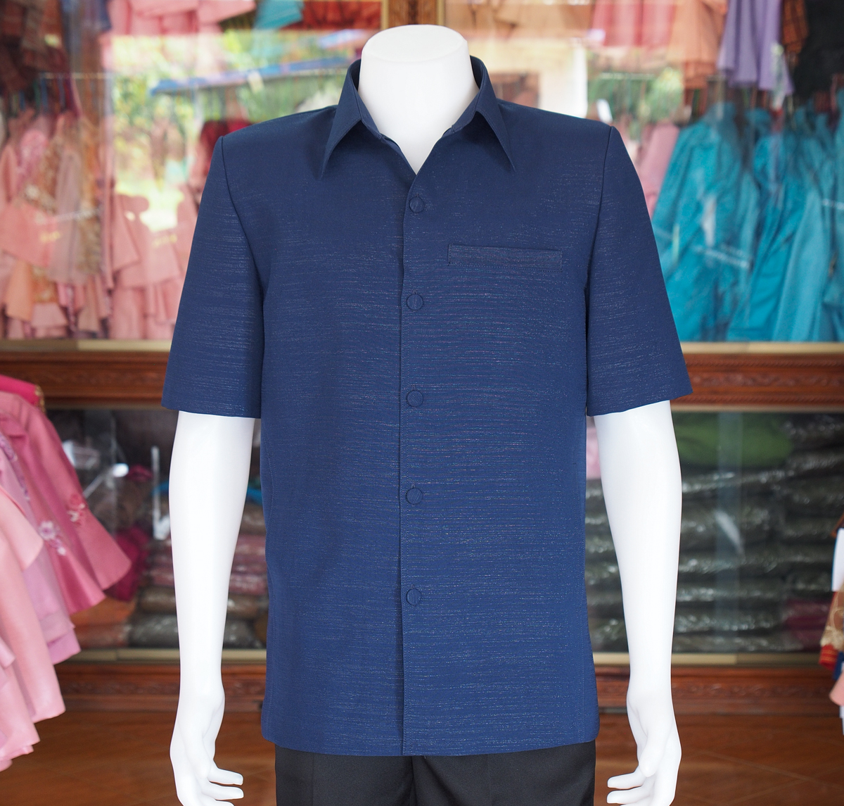 เสื้อผ้าฝ้ายแพรเงิน สีกรมท่า ไซส์ M