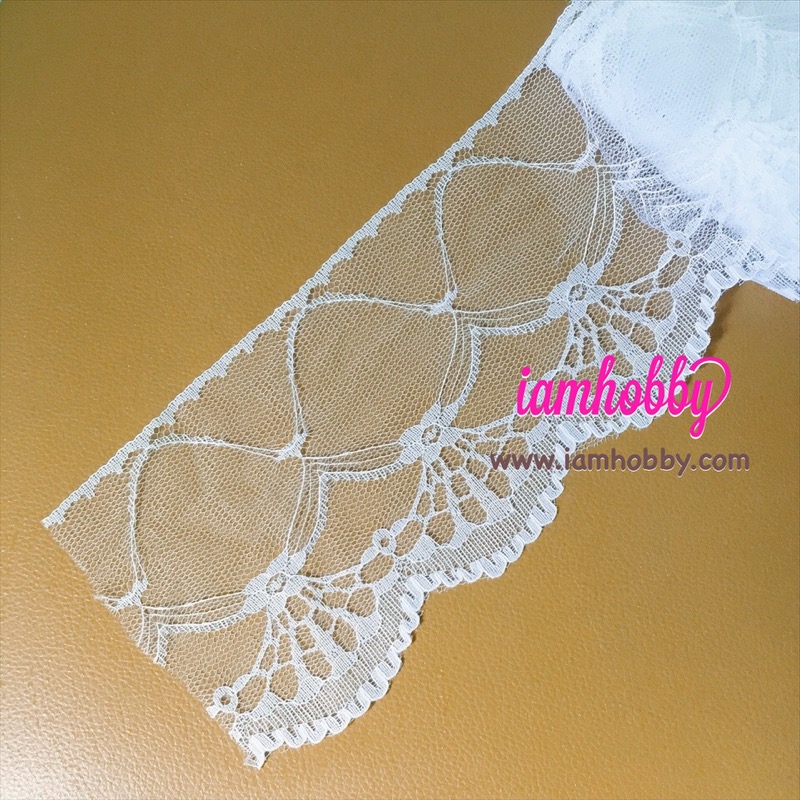 ลูกไม้ผ้าตาข่ายสีขาว ขนาด 14 cm. (3 หลา)