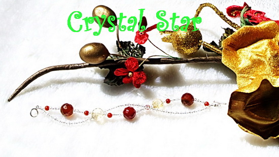 สร้อยข้อมือคาร์นีเลียน+คริสตัล