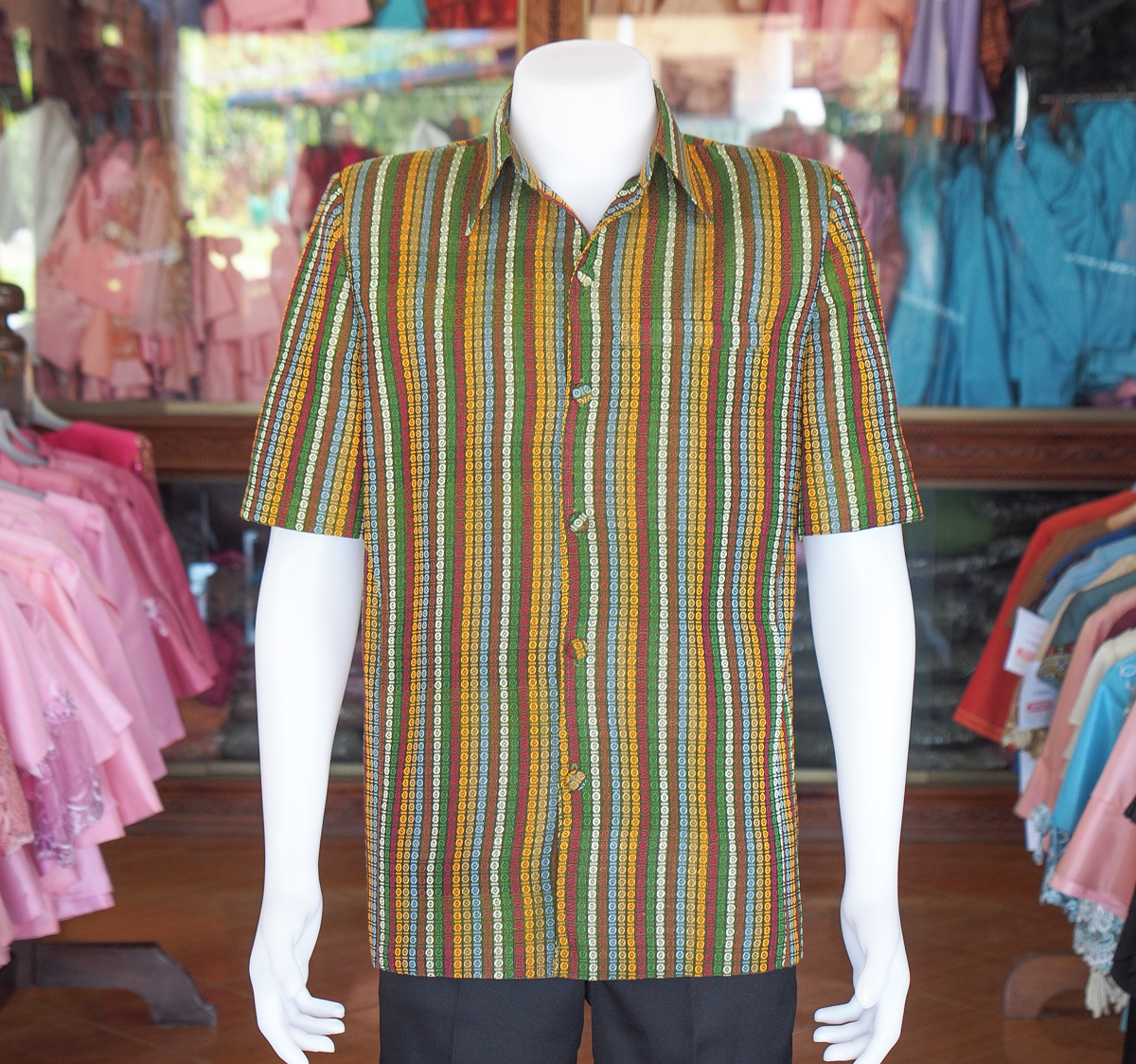 เสื้อผ้าฝ้ายทอลายลูกแก้ว ไซส์ L