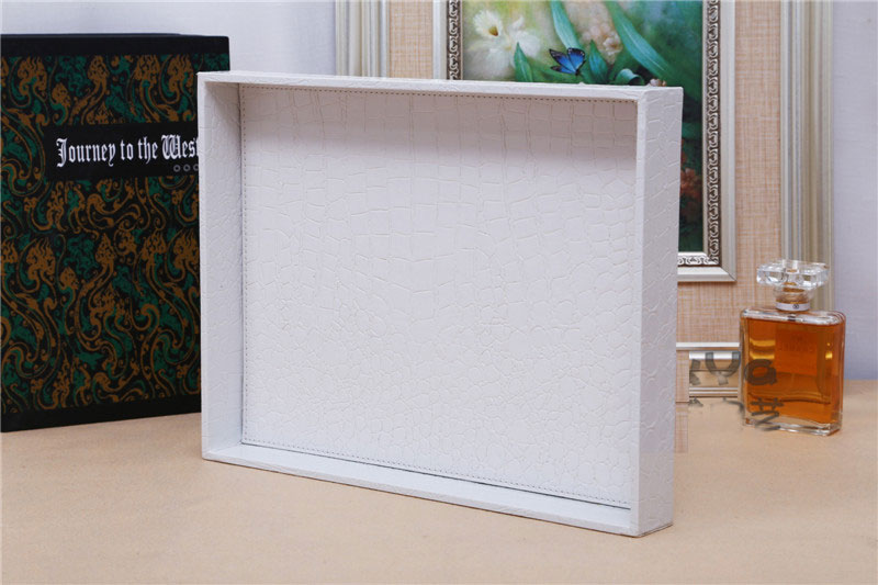 ถาดหนัง ถาดโรงแรม หนัง PU สีดำ ลายหนังจระเข้ ขนาด 33cm x 25cm x 4cm