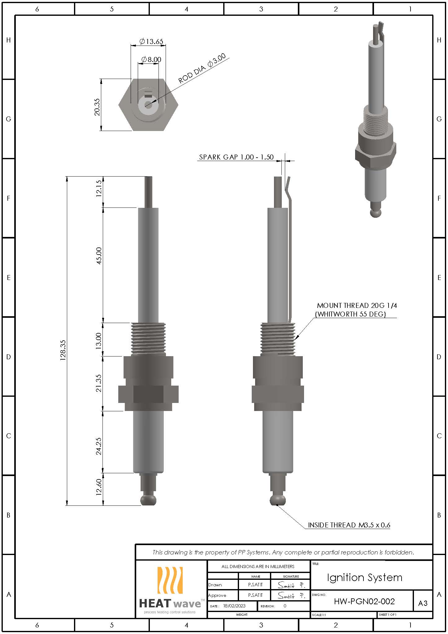 HEATwave Straight Type 3.0mm Igniter for Package Burner l เขี้ยวสปาร์ค ทรงตรง สำหรับจุดสปาร์ค (อย่างเดียว) สำหรับ เครื่องพ่นไฟอุตสาหกรรม