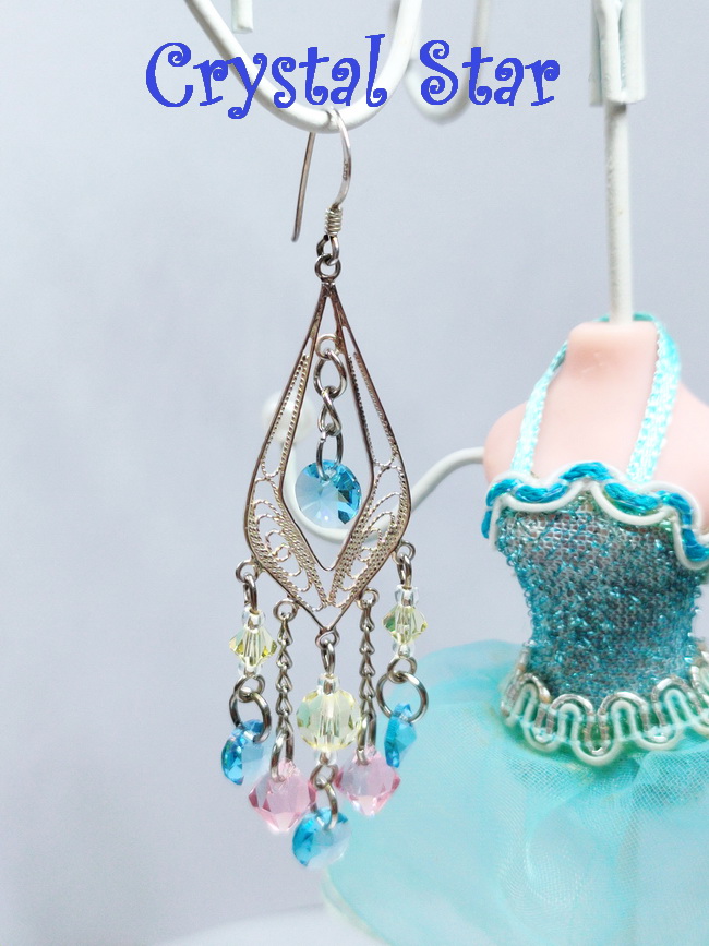 ต่างหูเงินและคริสตัล Swarovski