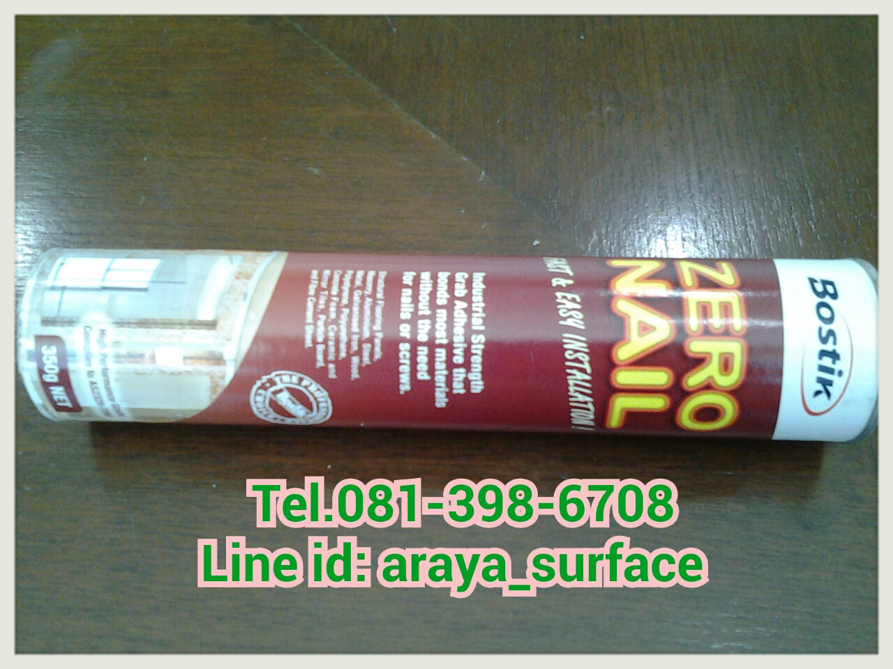 Bostik ZERO NAIL เป็นกาวชนิดที่ผลิตขึ้นมาจากยางสังเคราะห์ โดยการใช้งานต้องยิงจากอุปกรณ์ชนิดปืนยิงกาว ซึ่งคุณสมบัติที่เห็นได้ชัดเจนคือจะให้แรงยึดเกาะที่สูง,ยืดหยุ่นได้ดี