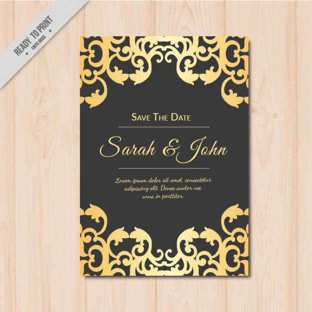 การ์ดแต่งงาน Wedding card สไตล์การออกแบบดีไซน์แบบใช้โทนสีดำทำให่ดูคลาสิกและตกแต่งด้วยกราฟิกสีทองทำให้ดูหรูหราสุดๆ การ์ดงานแต่ง ไว้สำหรับ เรียนเชิญแขกผู้มีเกียรติเข้ามาร่วมงานแต่งงาน // ตัวอย่างดีไซน์ การ์ดแต่งงาน การ์ดเชิญ การ์ดสวยๆ