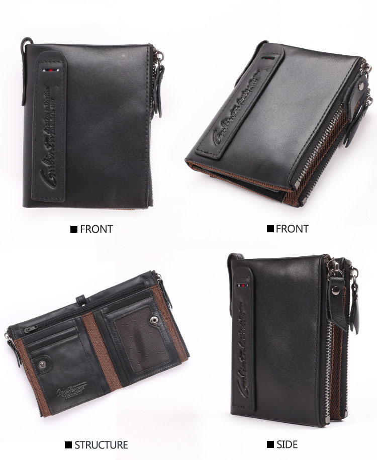 กระเป๋าสตางค์ผู้ชาย JB-005 [สีดำ มีซิป]