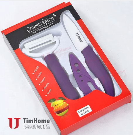 ชุดมีดเซรามิคขนาด 3" TimHome พร้อมที่ปลอกผลไม้เซรามิค