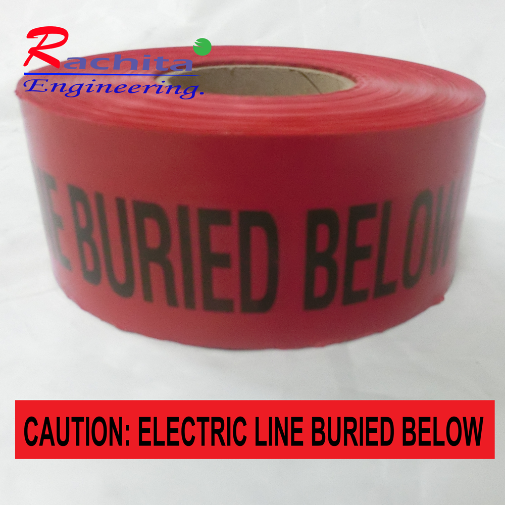 เทปฝังใต้ดิน สีแดง ตัวอักษรสีดำ CAUTION ELECTRIC LINE BURIED BELOW กว้าง 75 mm. (3 in.) x ยาว 305 เมตร