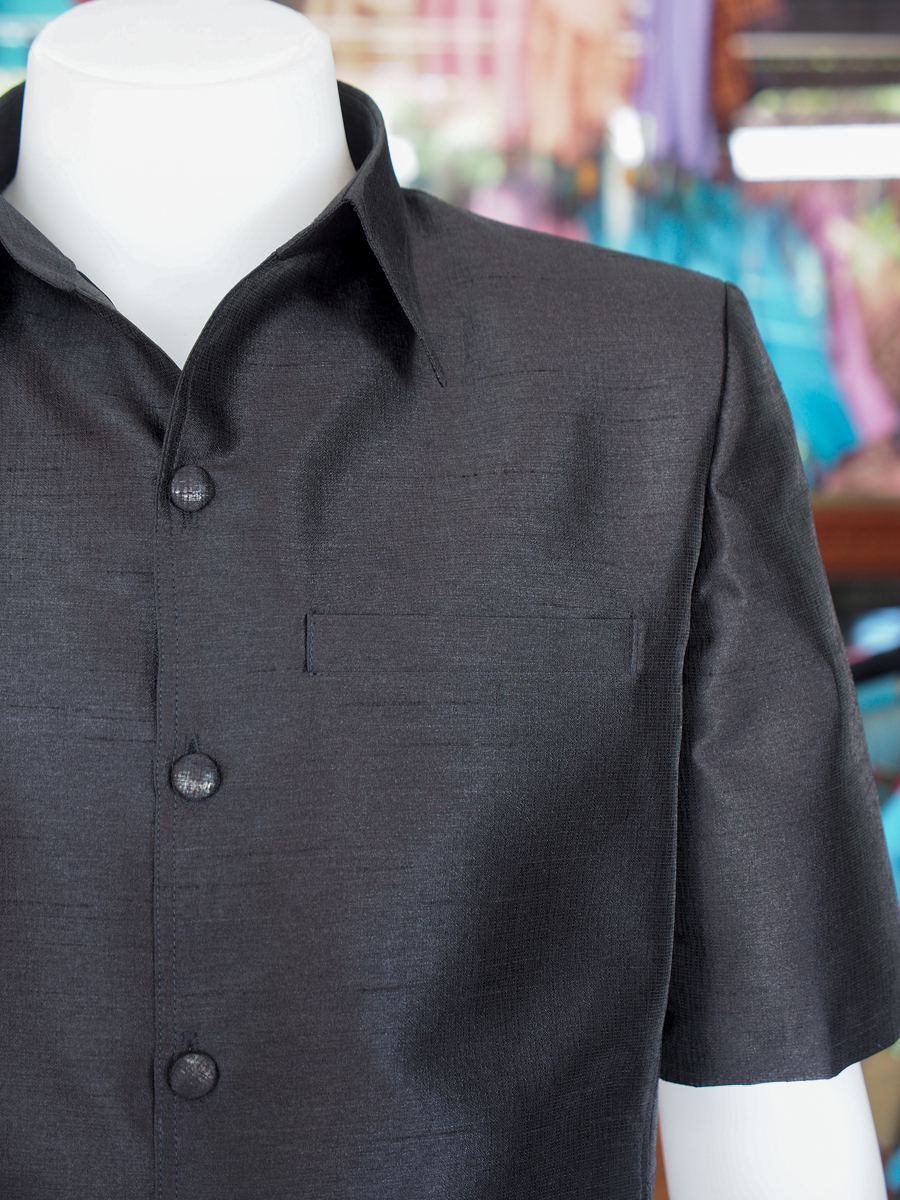 เสื้อสูทไหมมุก สีดำ ไซส์ 4XL