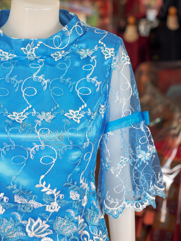 เสื้อลูกไม้ สีฟ้า ไซส์ S