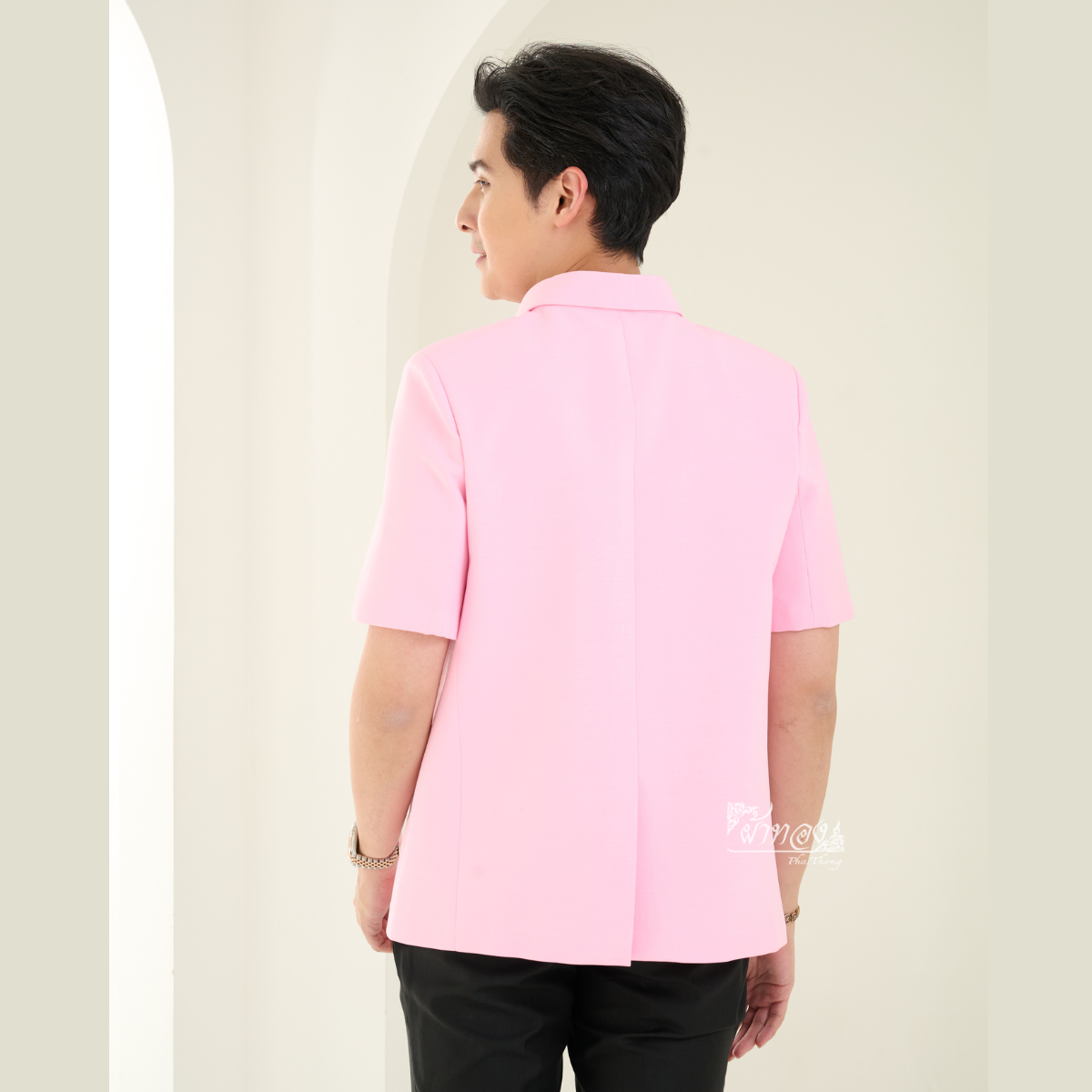 เสื้อผ้าฝ้ายแพรเงิน สีชมพู ไซส์ XL