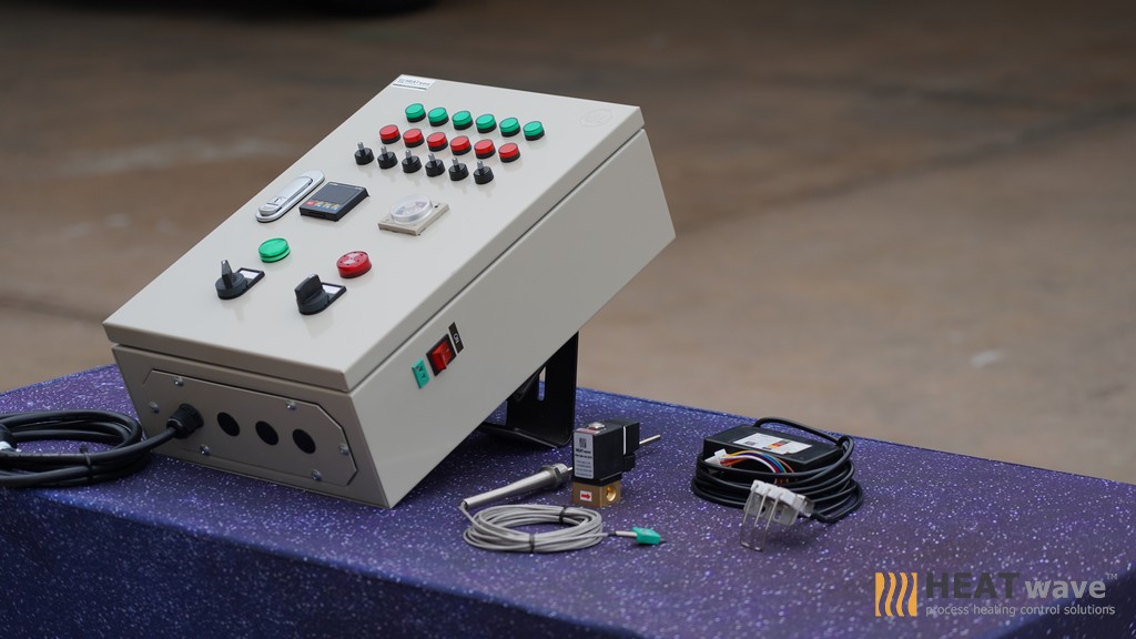 POWDER COATING CTRL MODULE FOR 6 BURNERS, 300x450x150 STEEL BOX, DIGITAL TEMP. CONTROLLER "FOTEK" TAIWAN, OMRON TIMER VERSION.2