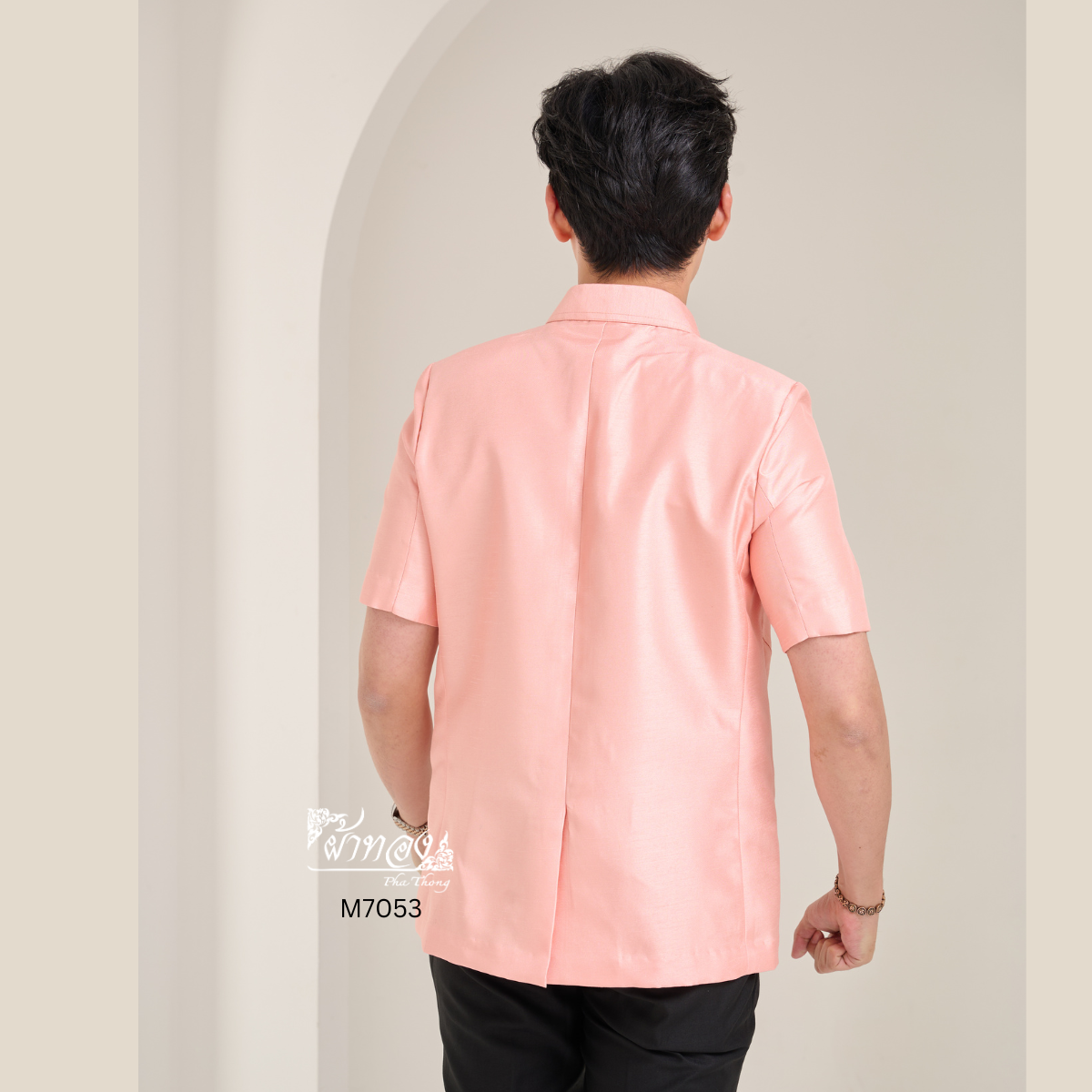 เสื้อผ้าไหมแพรทอง สีโอรส ไซส์ M