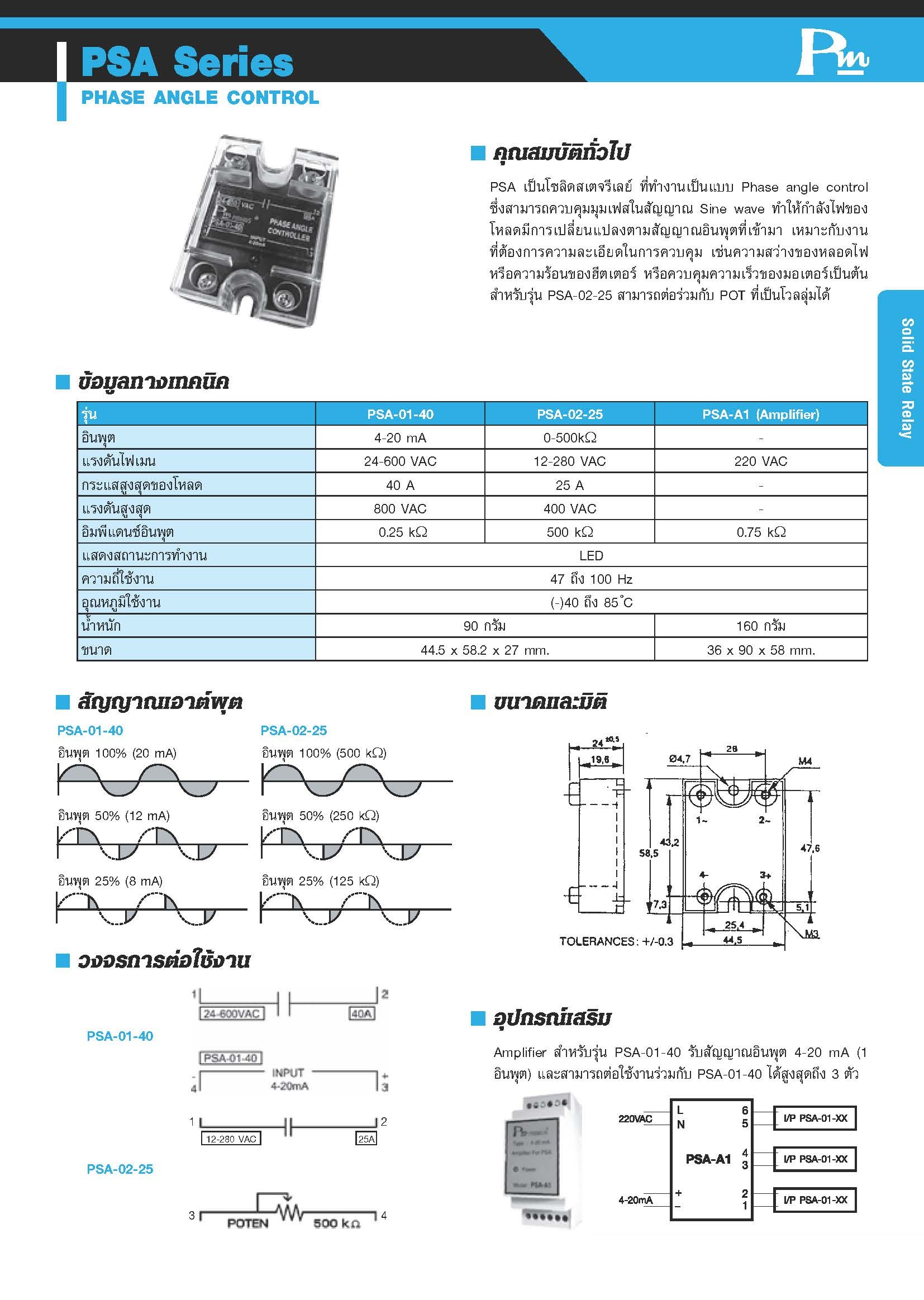 Phase Angle Control 4-20mA / 0-500kOhm