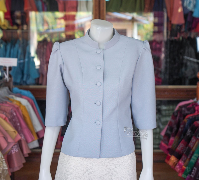 เสื้อผ้าฝ้ายแพรเงิน สีเทา ไซส์ XL