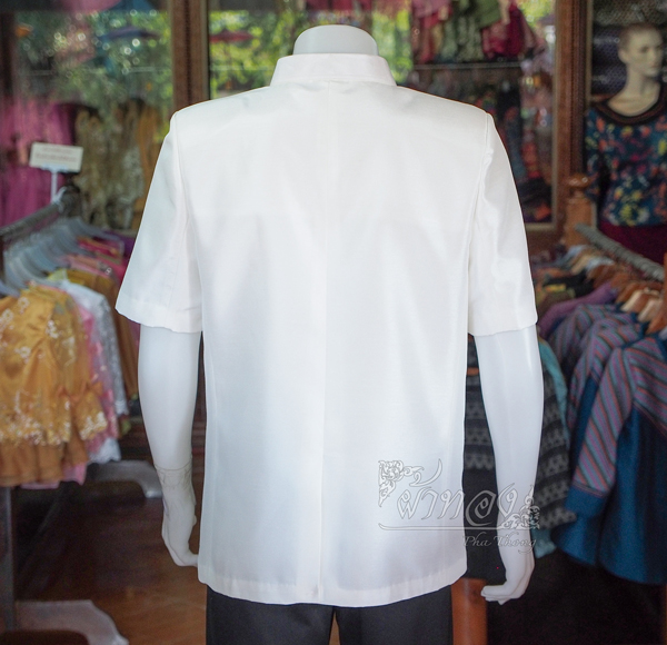 เสื้อผ้าไหมแพรทอง สีขาวงาช้าง ไซส์ 3XL