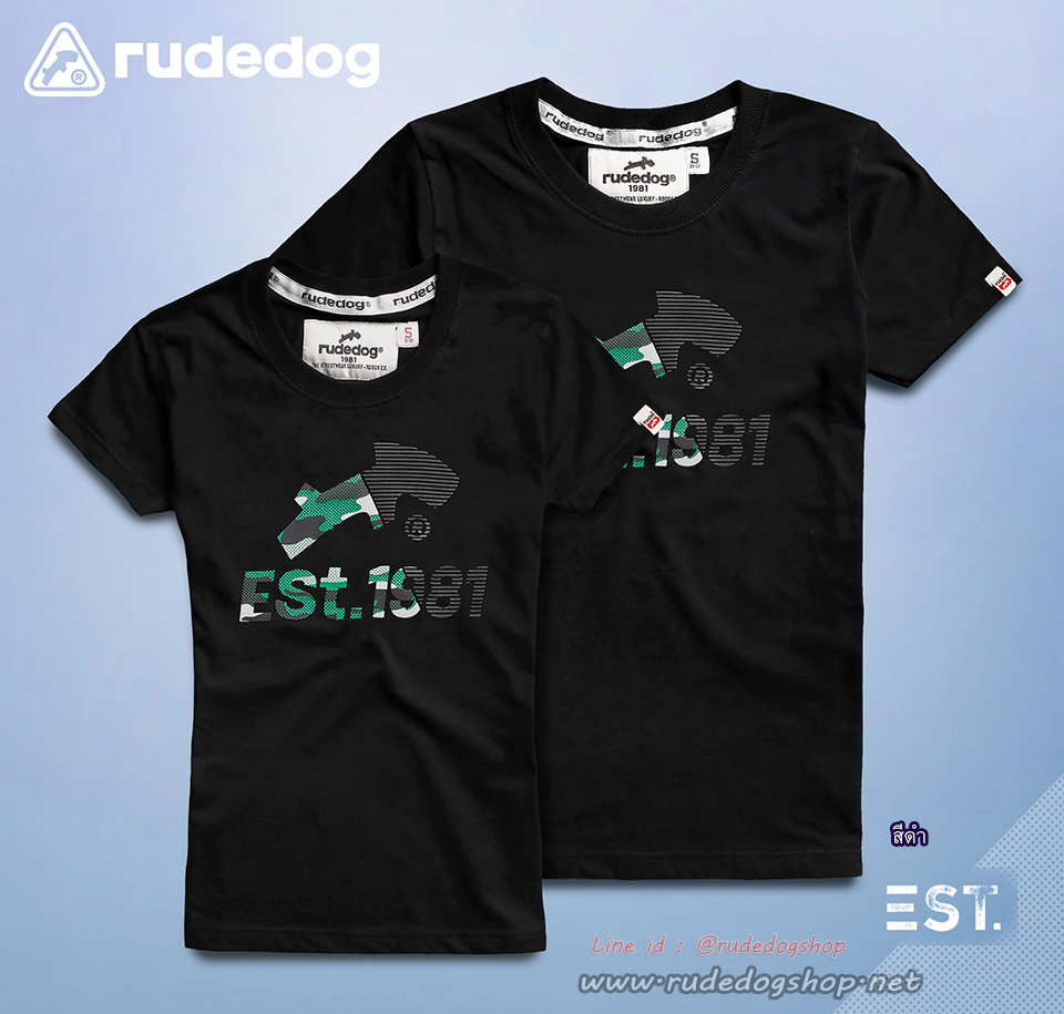 เสื้อยืดแขนสั้นผู้หญิง rudedog รุ่น Est.Point (อีเอสทีพ้อยส์) สีดำ