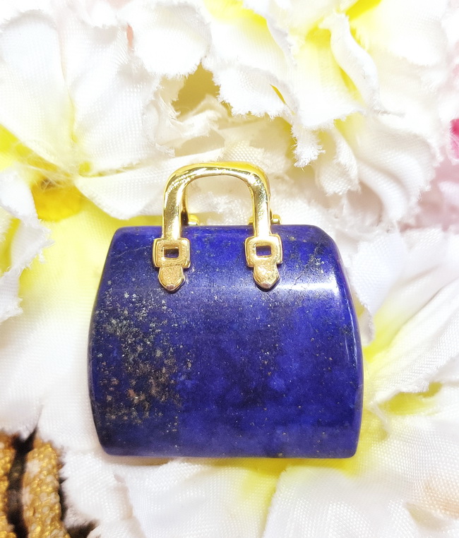 Lapis Lazuli แกะสลักรูปกระเป๋า